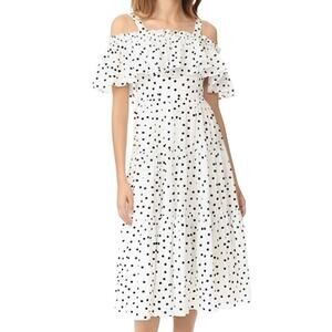 StyleKeepers Girl Next Door polka dot midi dress white polka dots M medium NEW